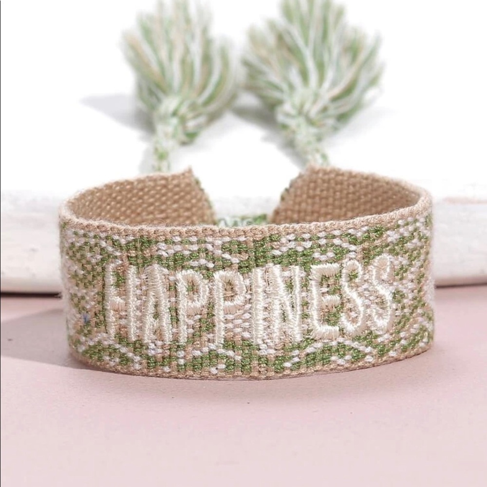 NEW Embroidered “HAPPINESS “ Bracelet